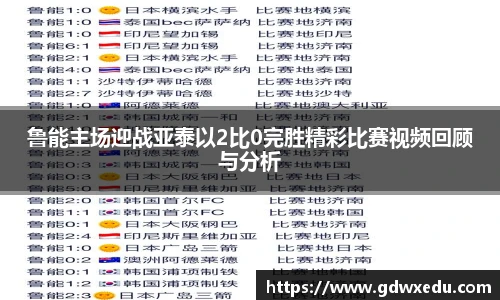 鲁能主场迎战亚泰以2比0完胜精彩比赛视频回顾与分析